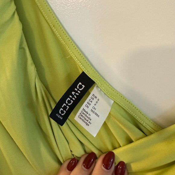 Lime Green One Shoulder Dress - Picture 3 of 4